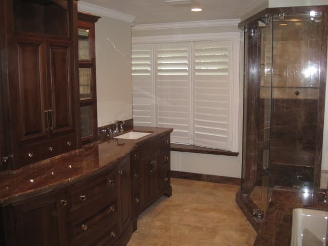 Custom Stone Wrapped Bathroom Countertops